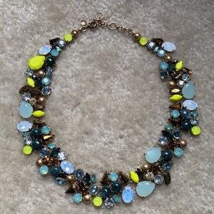 J.Crew neon green cluster gem statement necklace